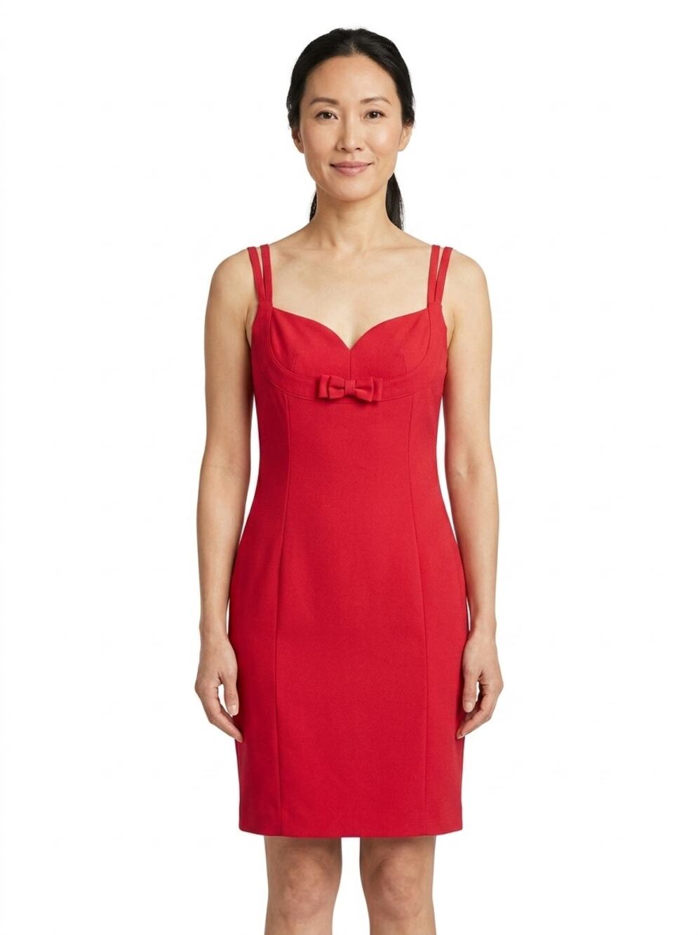 Vintage Kathryn Conover Red Sheath Knee Length Lined Dress Women Size 12
